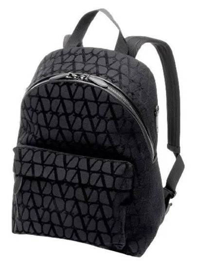 Toile Iconographe Fabric Leather Backpack Black - VALENTINO - BALAAN 2