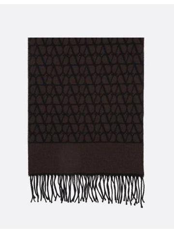 Toile Iconographe Wool Muffler Brown - VALENTINO - BALAAN 1