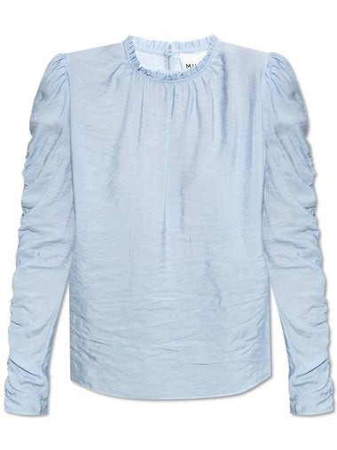 Munthe Draped Top, Women's, Light Blue - MUNTHE - BALAAN 1