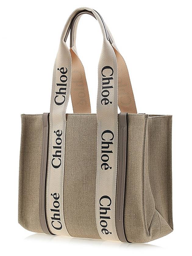 Woody Canvas Medium Tote Bag Grey - CHLOE - BALAAN 3