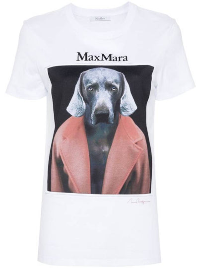 Graphic Print Crewneck Short Sleeve T-Shirt White - MAX MARA - BALAAN 2