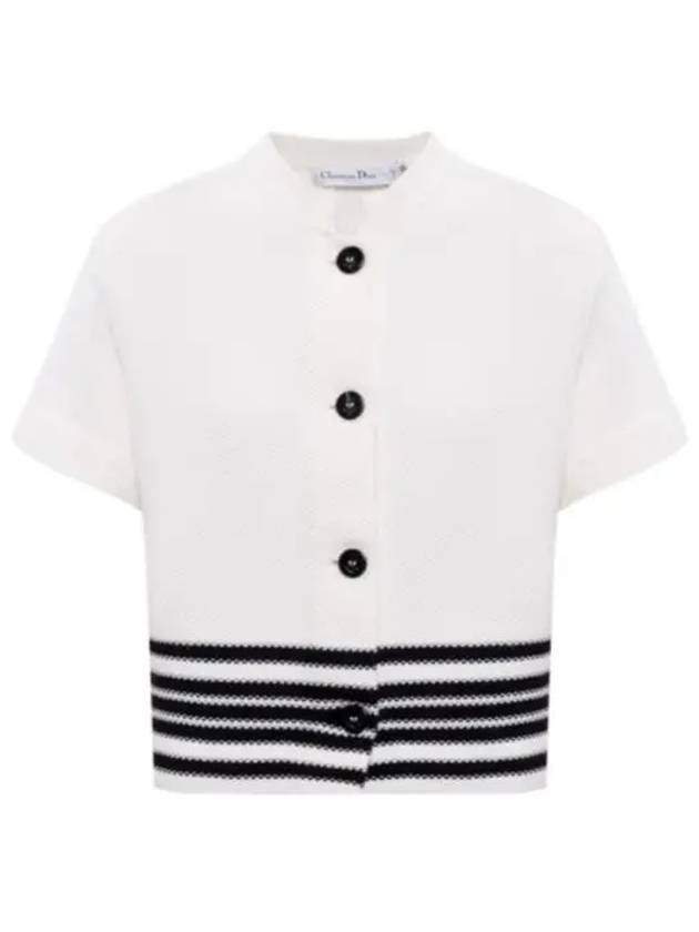 Mariniere Cotton Knit Short Sleeve Jacket Black White - DIOR - BALAAN 2