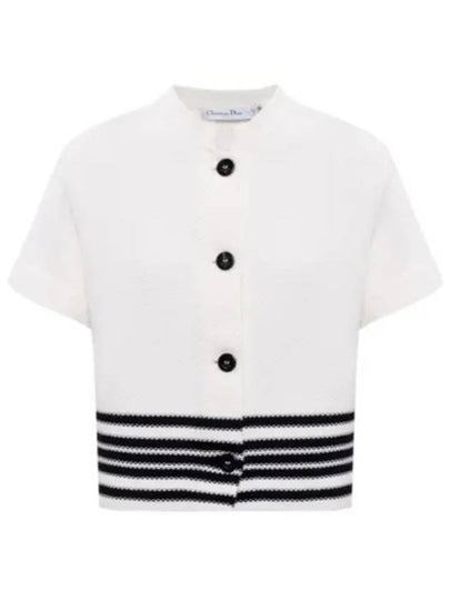 Mariniere Cotton Knit Short Sleeve Jacket Black White - DIOR - BALAAN 2