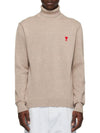 Small Heart Logo Turtleneck Beige - AMI - BALAAN 2