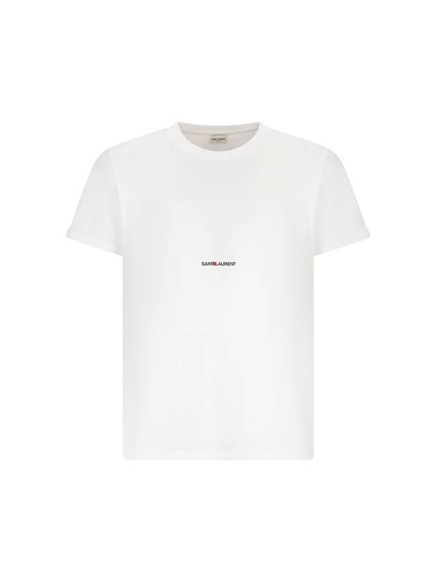 Men's Small Logo Short Sleeve T-Shirt White - SAINT LAURENT - BALAAN 2