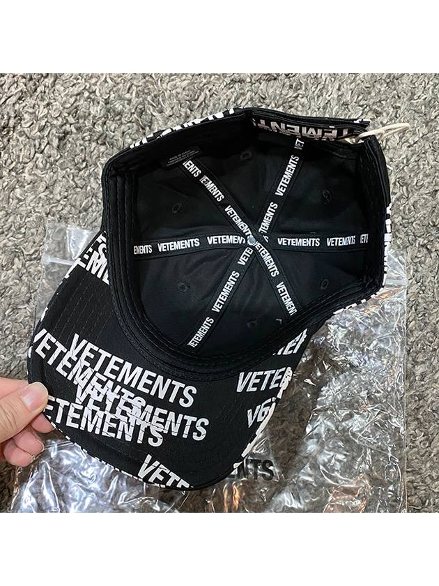 All-Over Logo Cotton Ball Cap Black - VETEMENTS - BALAAN 6