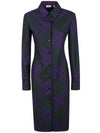 Check Wool Shirt Midi Dress Purple - BURBERRY - BALAAN 2