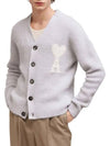 De Coeur V-Neck Cardigan Pearl Grey - AMI - BALAAN 3