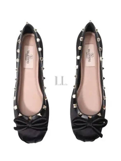 Rock Stud Ballerina Flat Black - VALENTINO - BALAAN 2