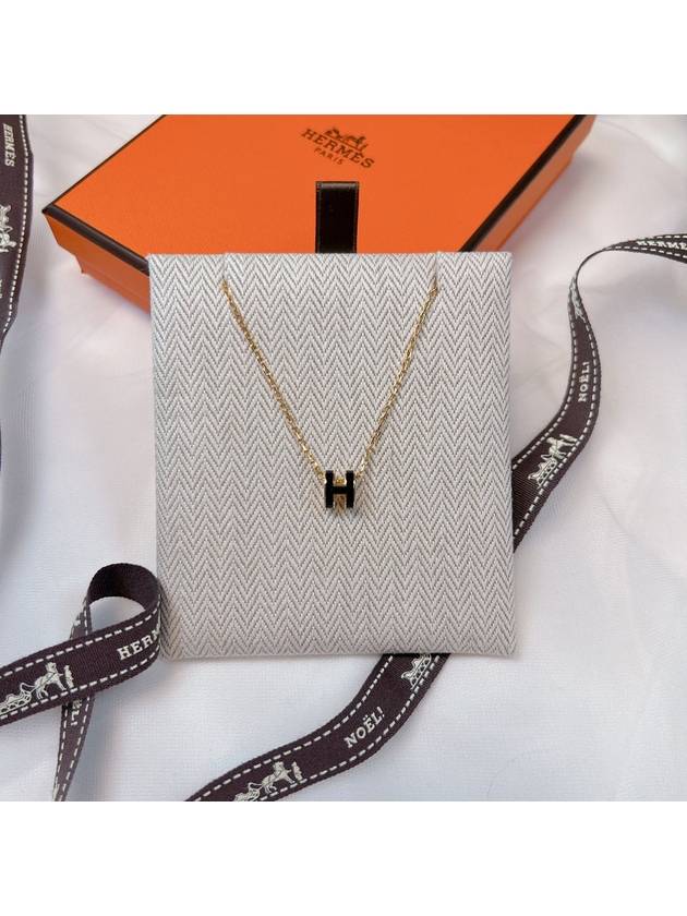 Mini Pop H Pendant Necklace Gold Noir - HERMES - BALAAN 11