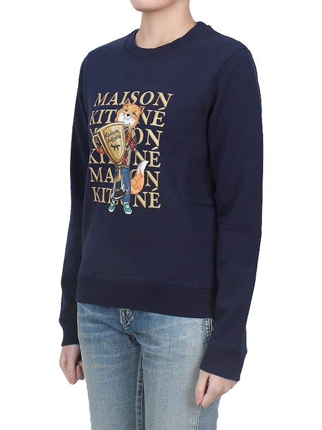 Fox Champion Print Sweatshirt Navy - MAISON KITSUNE - BALAAN 4