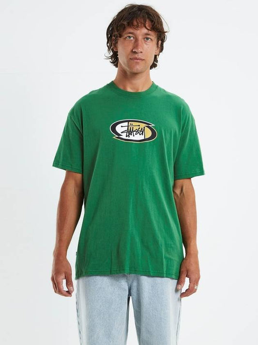 Split Oval Cotton Short Sleeve T-Shirt Kelly Green - STUSSY - BALAAN 2