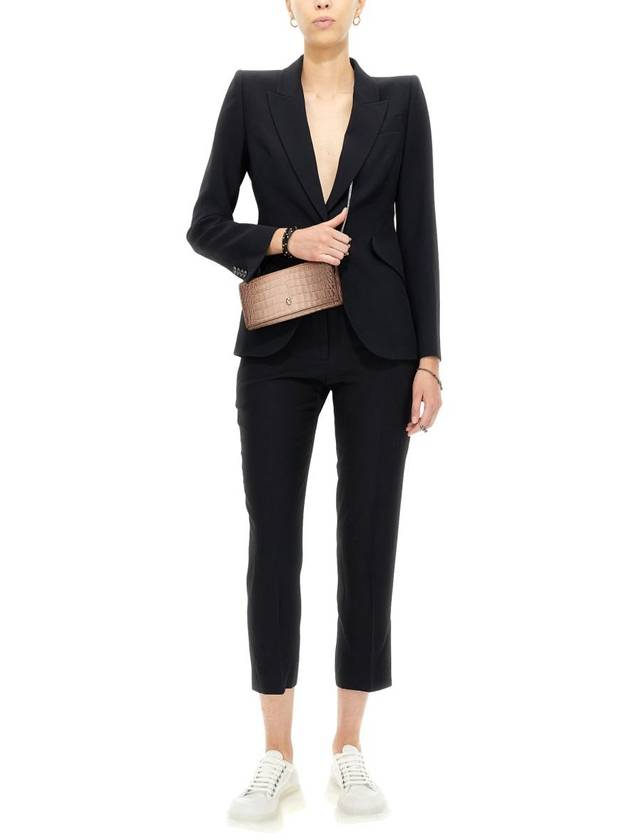 Women's Leaf Crepe Cigarette Straight Pants Black - ALEXANDER MCQUEEN - BALAAN 3