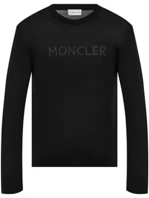 Logo Print Wool Knit Top Black - MONCLER - BALAAN 1