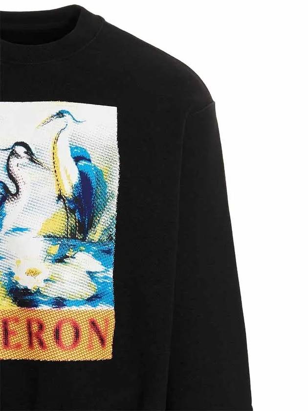 Graphic Print Crewneck Sweatshirt Black - HERON PRESTON - BALAAN 4