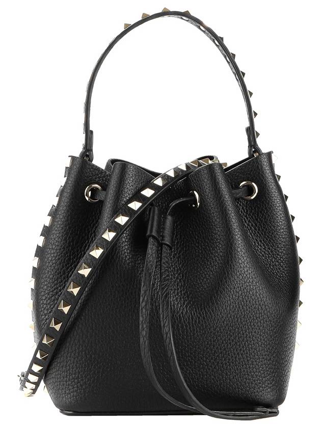 Rockstud Drawstring Bucket Bag Black - VALENTINO - BALAAN 2