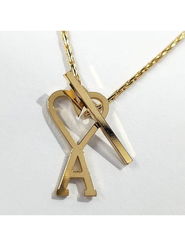 Heart Logo Chain Metal Necklace Gold - AMI - BALAAN 4