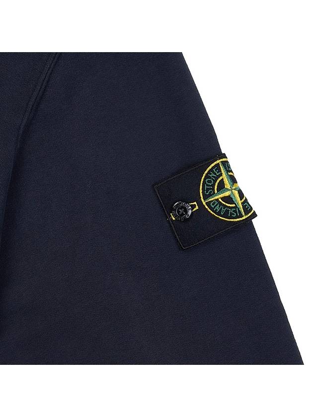 Snap Brushed Cotton Fleece Hoodie Navy - STONE ISLAND - BALAAN 6