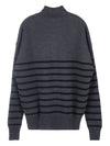 Men's Heart Logo Striped Turtleneck Grey - AMI - BALAAN 3