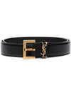 Monogram Buckle Leather Belt Black - SAINT LAURENT - BALAAN 4