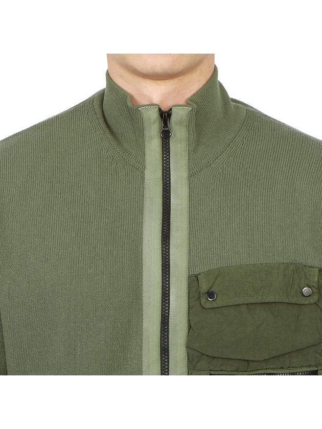 Cotton Mix Zip-Up Knit Cardigan Green - CP COMPANY - BALAAN 8