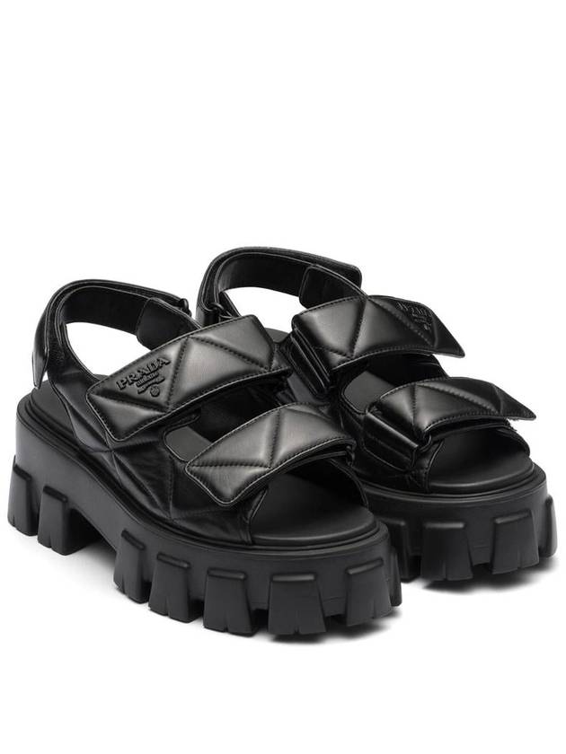 Logo Monolith Sandals Black - PRADA - BALAAN 3