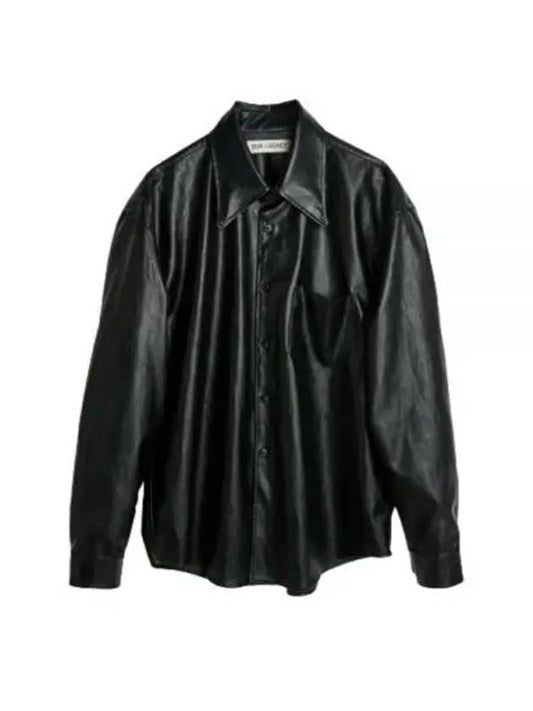 Cageian Leather Long Sleeve Shirt Black - OUR LEGACY - BALAAN 2