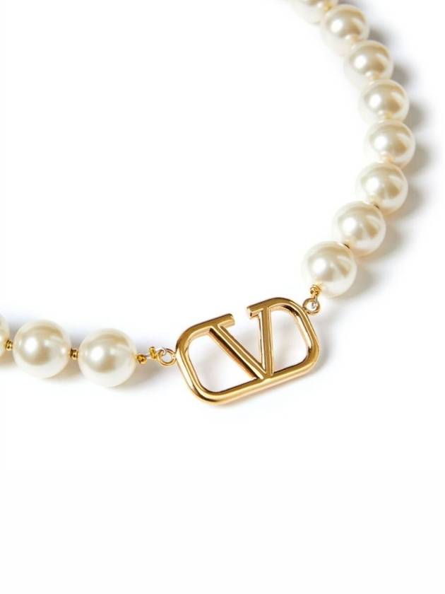 Pearl V logo necklace gold - VALENTINO - BALAAN 5