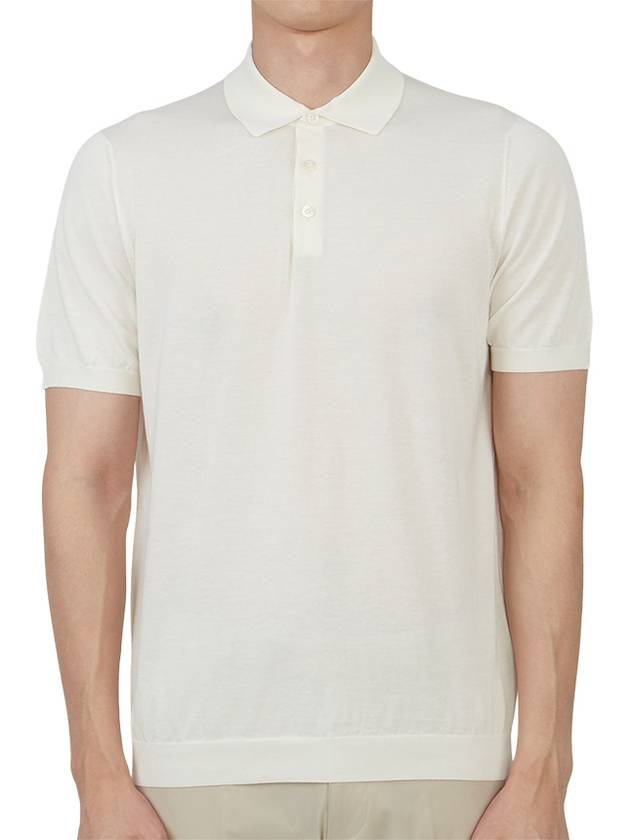 Men's Cotton Polo Shirt Milk - DRUMOHR - BALAAN 2