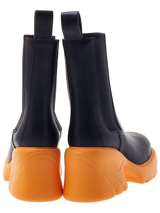 Women's Flash Platform Leather Chelsea Boots Black Tangerine - BOTTEGA VENETA - BALAAN.