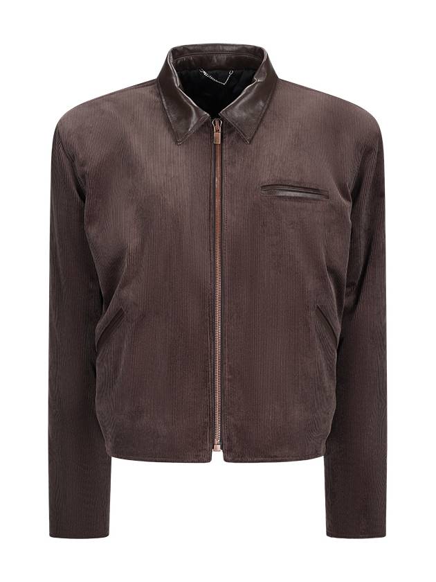 LEATHER-TRIM CORDUROY BOMBER JACKET - MAGDA BUTRYM - BALAAN 1