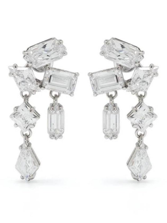 Women's Mesmera Rhodium Drop Earrings White - SWAROVSKI - BALAAN 1