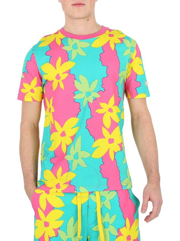 Men s Short Sleeve T Shirt Moschino Allover Flower Print Cotton Size Medium - MOSCHINO - BALAAN 2