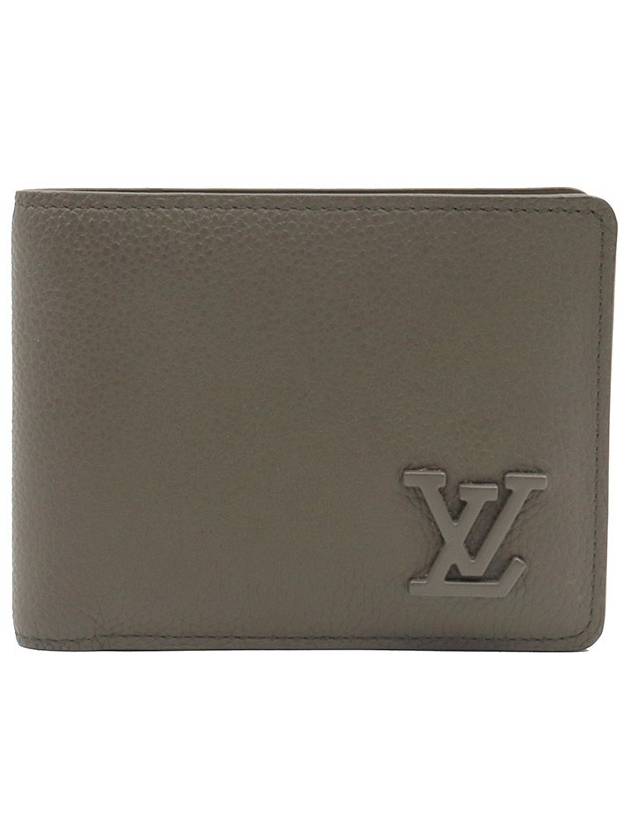 Khaki LV Aerogram Leather Multiple Wallet Half M81734 - LOUIS VUITTON - BALAAN 1