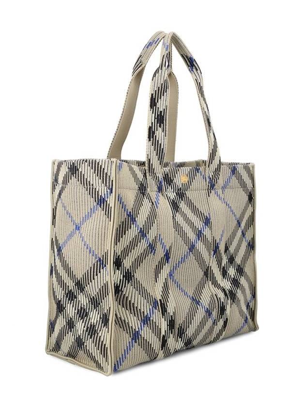 Check Knit Medium Tote Bag Lichen - BURBERRY - BALAAN 4