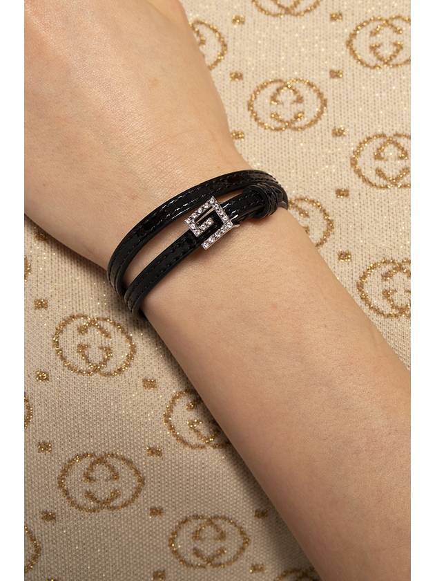 G Crystal Double Strap Patent Black Leather Choker Bracelet 621283 - GUCCI - BALAAN 5