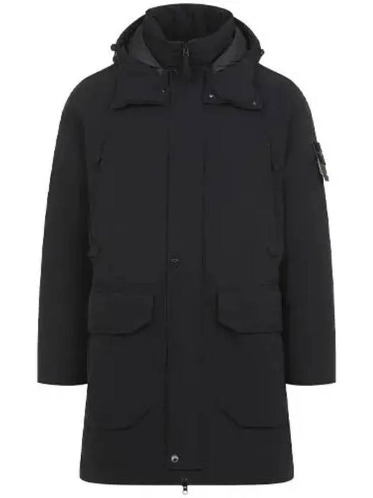 Polyester Micro Twill Long Down Parka Black - STONE ISLAND - BALAAN 2