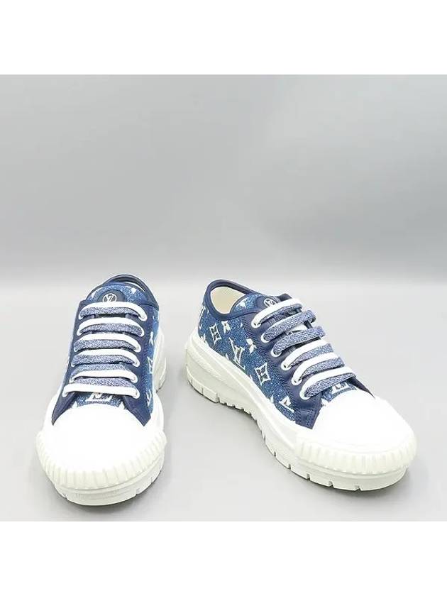 1A9S06 Monogram Denim Leather Squad Line Women s Sneakers - LOUIS VUITTON - BALAAN 4