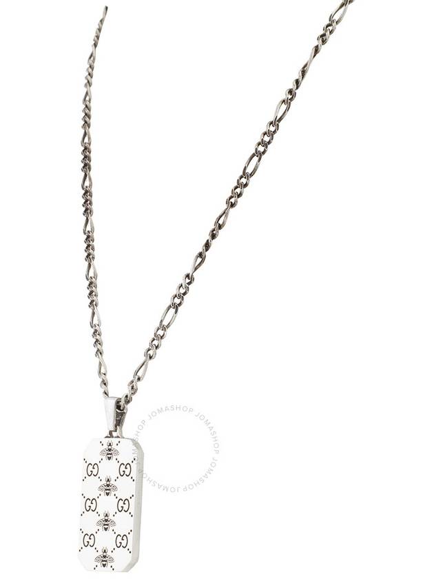 Signature Tag GG Bee Engraved Necklace Silver - GUCCI - BALAAN 4