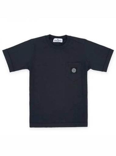 Stone Kids Logo Patch Pocket Short Sleeve Navy 781620347 V0020 270628 1053638 - STONE ISLAND - BALAAN 1