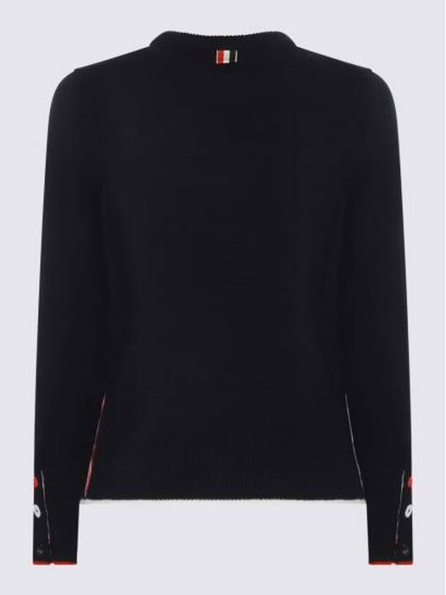 Hector Bow Virgin Wool Knit Top Navy - THOM BROWNE - BALAAN 3