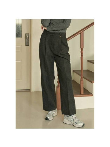 Women's Serene One-Tuck Wide Slacks Charcoal - MICANE - BALAAN 1