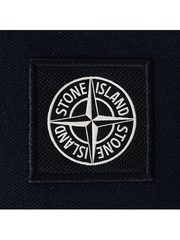 Stretch Cotton Pique Short Sleeve Polo Shirt Navy - STONE ISLAND - BALAAN 5