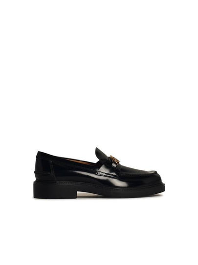 Metal Logo Leather Loafers Black - TOD'S - BALAAN 2