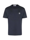 Men's Logo Short Sleeve T-Shirt Navy - STONE ISLAND - BALAAN 3