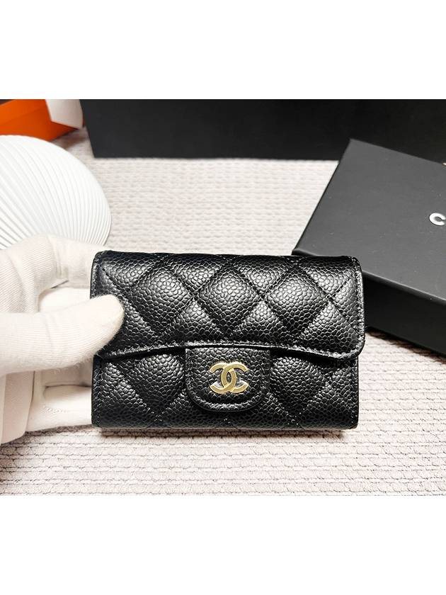 Classic Grained Calfskin Card Wallet Black - CHANEL - BALAAN 4