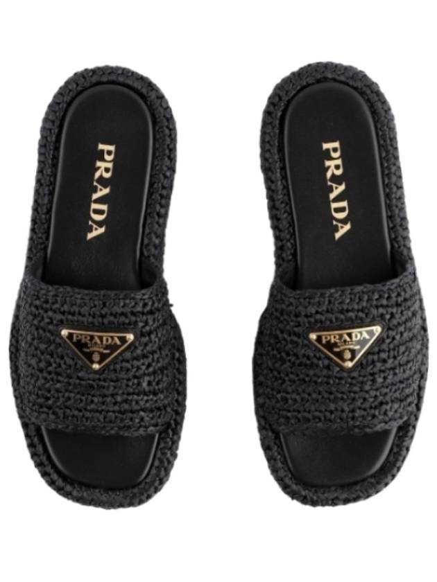 Crochet Flatform Slide Slippers Black - PRADA - BALAAN 3