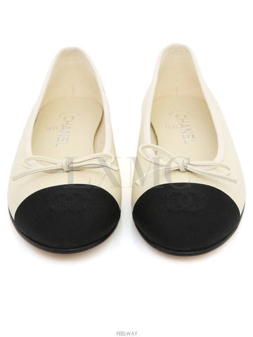 Classic ballerina ballet flat shoes white two tone G02819 Cambon - CHANEL - BALAAN 1