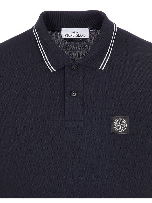 Stretch Cotton Pique Short Sleeve Polo Shirt Navy - STONE ISLAND - BALAAN 4