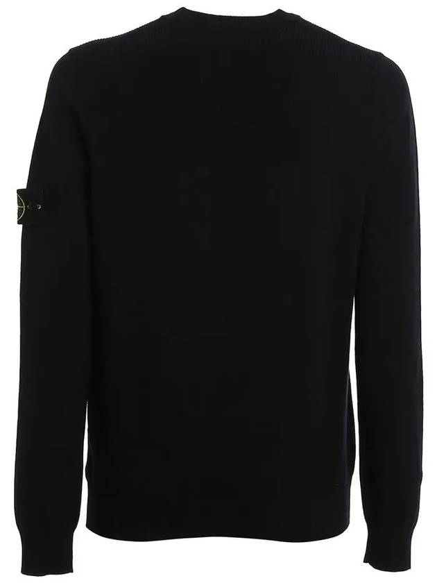 Stretch Wool Crewneck Knit Top Dark Navy - STONE ISLAND - BALAAN 4